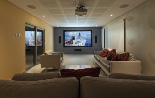 Modern living room with projector