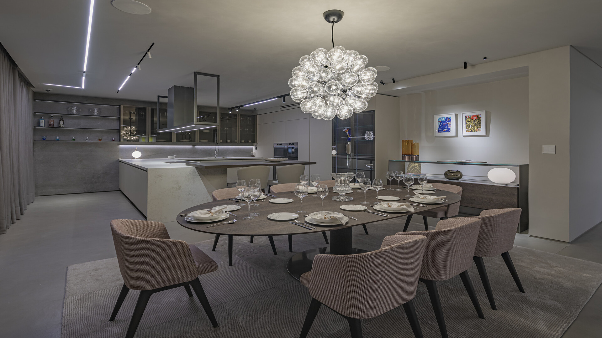 Dinning table for 6 with white light